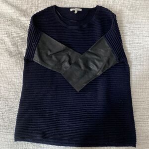 💛 Sandro Sweater Knit Style Top with Leather Detail